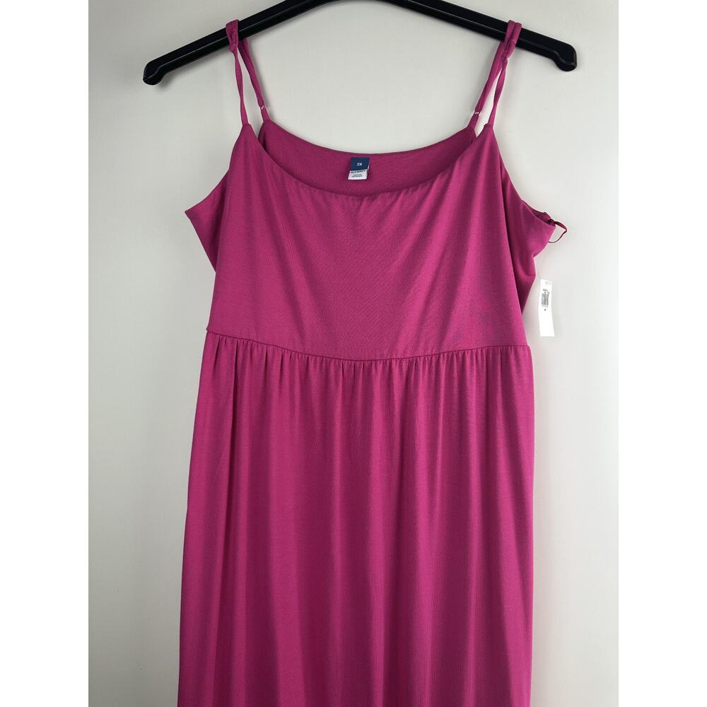 NWT Old Navy Fit & Flare Cami Midi Dress Polarized Pink Stretch Plus Size 2X - Picture 3 of 11